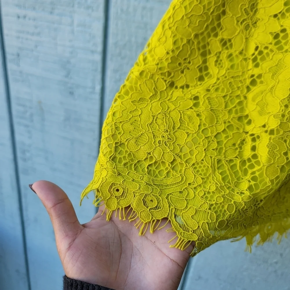J Crew Halter Lace Keyhole Bow Back Tank Blouse size M Lime Green